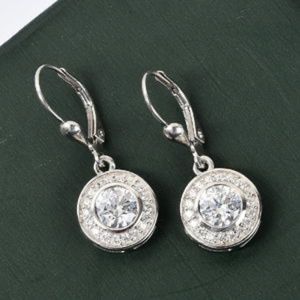 Cubic Zirconia Lever Back Earrings in Platinum over Sterling Silver 3.50 ctw